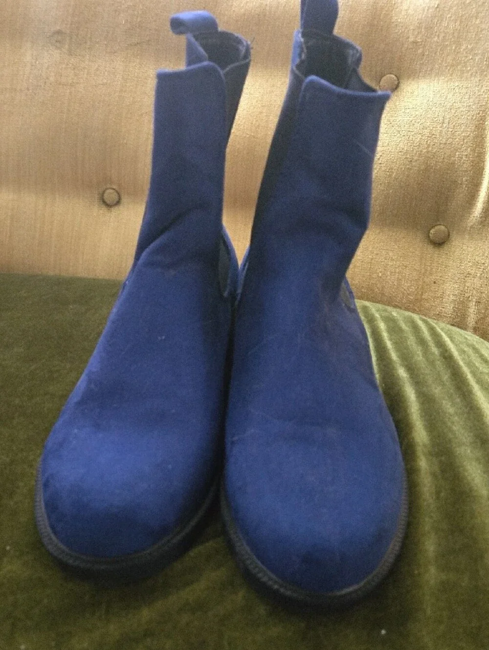 Source Unknown Navy Blue Suede Chelsea Ankle Boots
